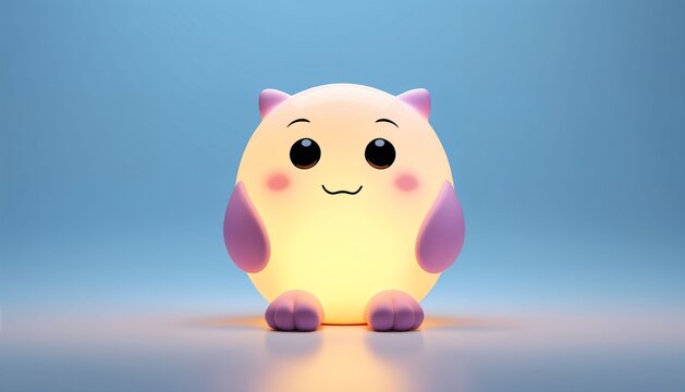 Cute fluffy fantasy creature smiling