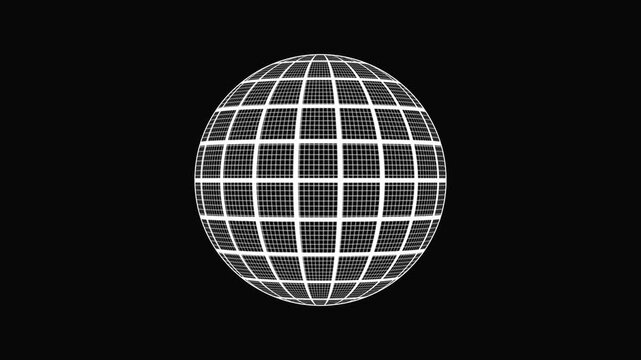 Animated globe model line icon. Earth satellite. Map of world. Abstract 3d rendering globe virtual planet Earth icon