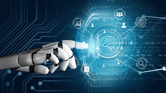 Advanced Artificial Intelligence Concept with Robotic Hand Interacting with Digital Brain and Data Connections in Futuristic Technology Setting. Entropy.