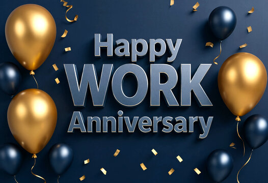 Celebrate your professional journey with happy work anniversary balloons and confetti design