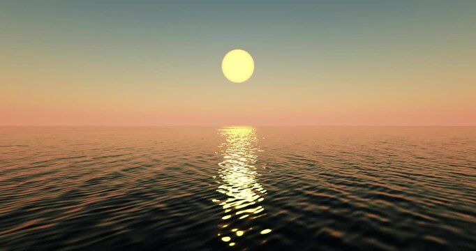 Beach and wave with sunset sky background. Nature and summer concept. 3d render.