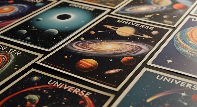 Collection of vintage universe and space exploration posters