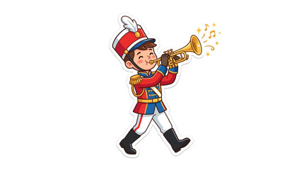 Cartoon Marching Band Member Playing Trumpet Illustration © Klambi