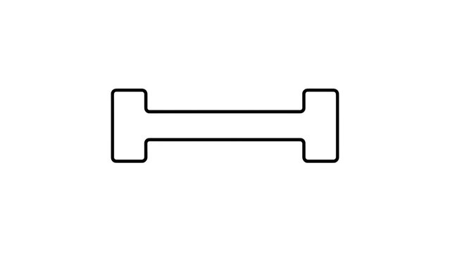 Minimalist black line art shape white background.