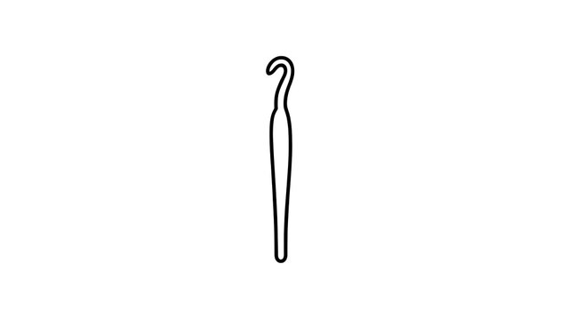 Minimalist crochet hook illustration white background.