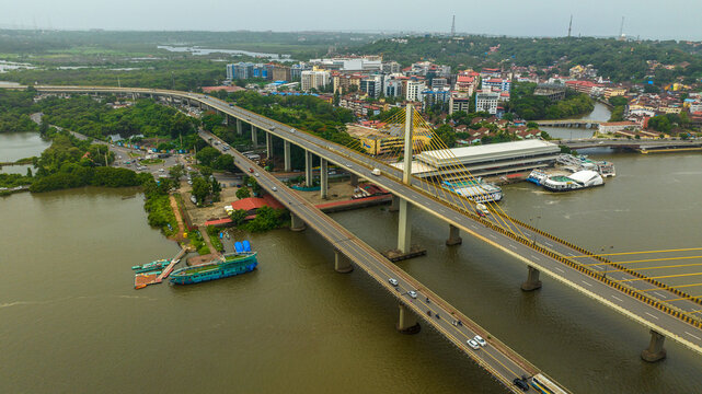 aerial shot of Atal Setu Goa, panaji Goa 