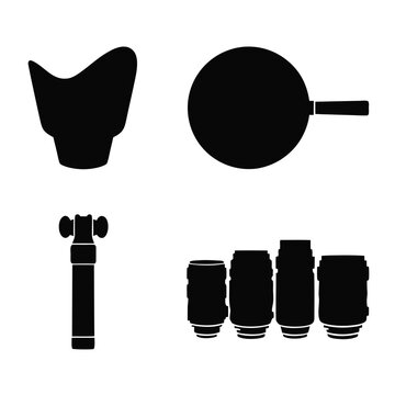 Black silhouette medical icons set, professional healthcare equipment symbols, clinical diagnostic tools vector collection for infographics