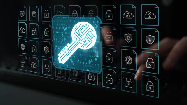 Digital Key Concept with Cybersecurity Symbols and Lock Icons for Data Protection and Encryption in Technology and Privacy Context. Entropy.