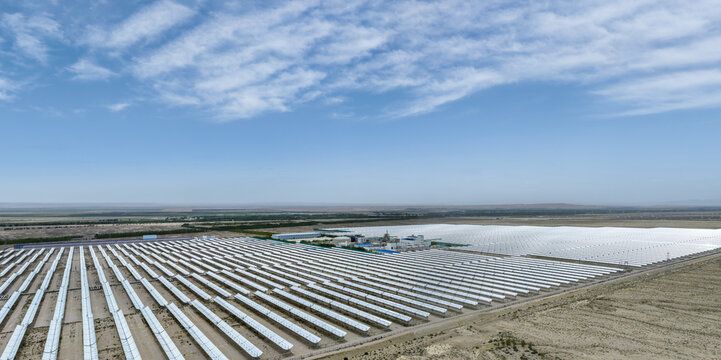 Aerial View of Parabolic Trough Concentrated Solar Power Plant