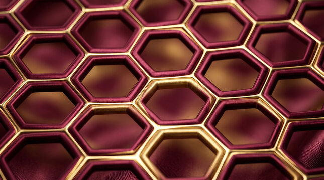 Render 3D abstracto de nodos hexagonales entrelazados en seda suave