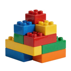 Fototapeta premium Colorful Lego Blocks Stacked Pyramid Transparent Background