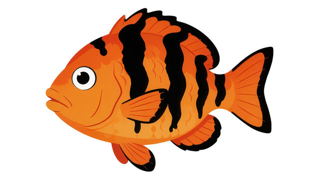 Orange Tiger Fish Isolated Transparent Background