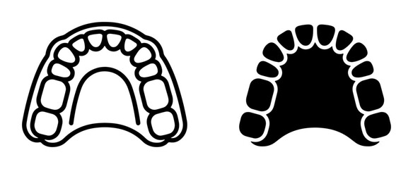Dental Arch Icons, Upper Jaw Outline and Silhouette, Tooth Row Vector Graphics for Oral Health and Dentistry © Abdulllah