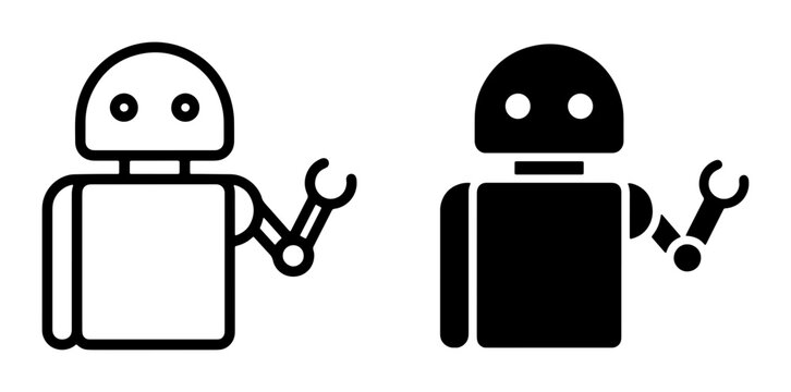 Robot Icons, Futuristic Android and AI Bot Symbols, Vector Art for Technology and Automation Concepts
