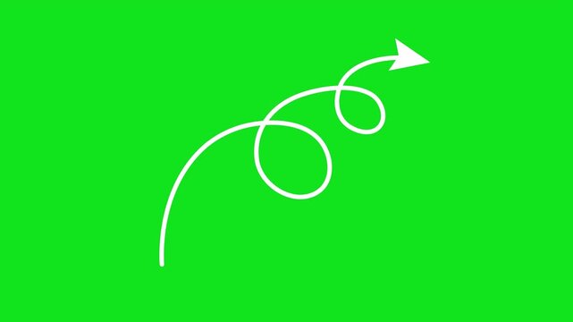 Arrow sketch green screen Bakground transparans video 4k curve pointer symbol animation effect