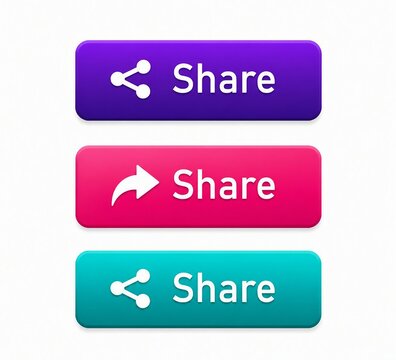 Modern share button set with different colors and icons