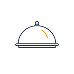 Fototapeta premium Simple food cloche icon for restaurant and catering service isolated on transparent background, Vector