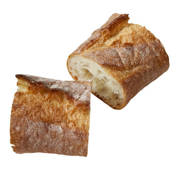 バゲット カットされた2切れの切り抜き フランスパン パン食材素材