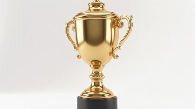 Gold Trophy Cup Award on White Background 3D Render
