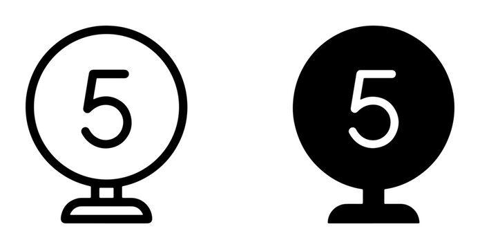 Number 5 Icon Set, Five Digit Graphic, Ranking Symbol, Achievement Award, Scorecard Element, Simple Vector Art for Competitions and Ratings