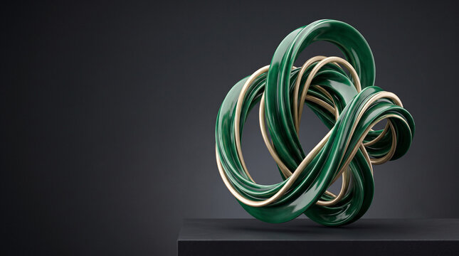 Elemento grafico 3D: formas de cinta retorcida y ceramica brillante