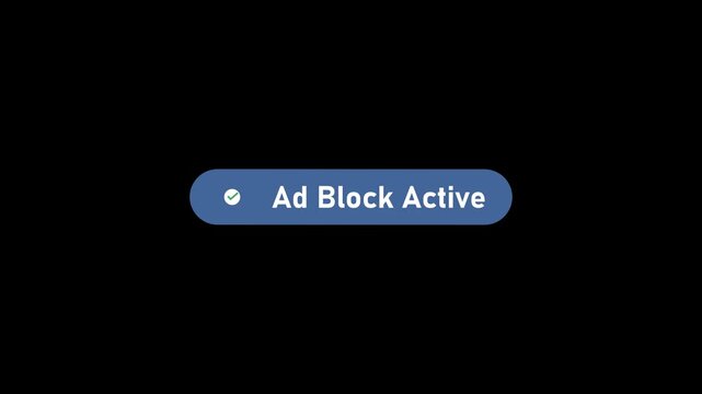 Ad block active notification ui animation with checkmark for web browsing and digital security ad blocker