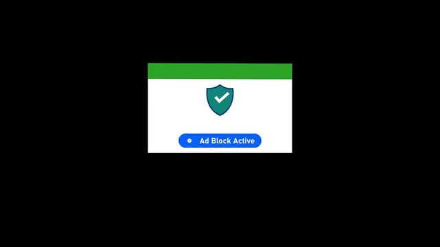 Ad block active notification ui overlay for web browser security and privacy protection adblocker internet security