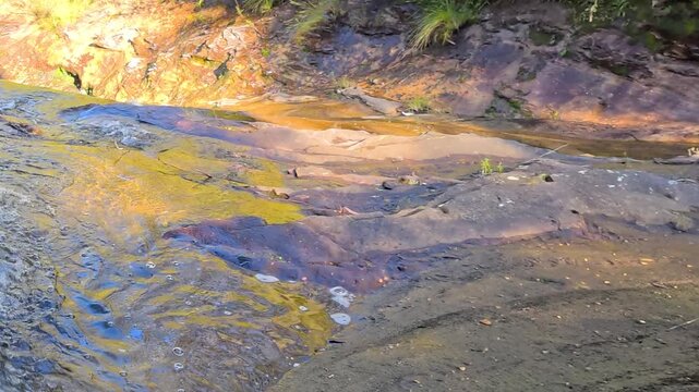 Water Flowing Over Rocks at Wentworth Falls in Australia