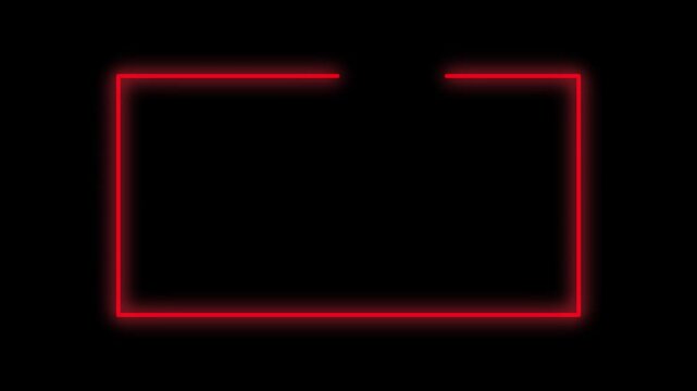 Bright red neon L shape light on dark black background