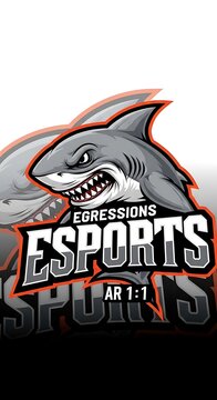 Aggressive shark mascot logo for a competitive gaming team