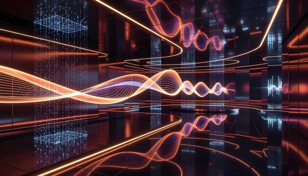 Premium abstract digital technology wallpaper featuring holographic futuristic corporate luxury