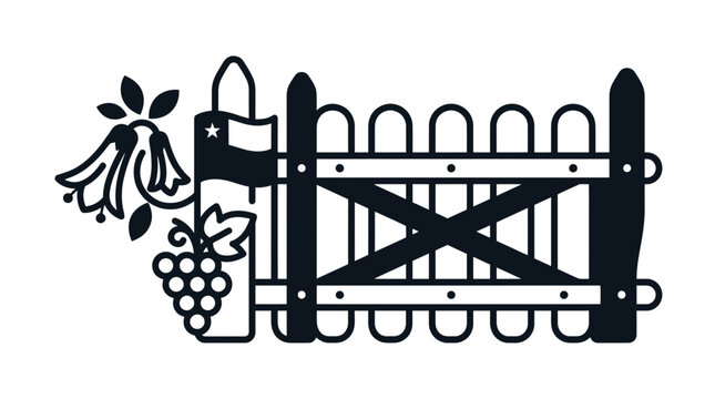 Chilean Vineyard Gate Icon with Copihue and Grapes