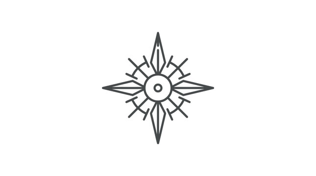 Abstract geometric compass rose star line art icon.