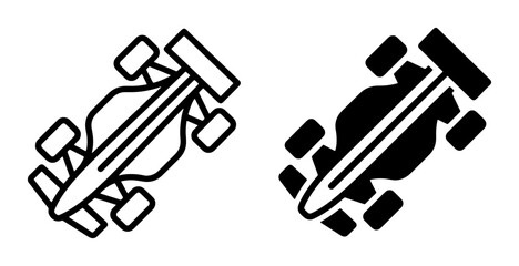 Fototapeta premium Formula 1 Racing Car Icons, Speeding Vehicle Vector Graphics, Motorsport Competition Symbols, Black and White Line Art and Silhouette Designs