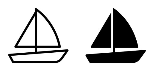 Sailboat Icons, Nautical Vector Graphics, Silhouette and Outline Designs for Maritime Themes, Water Sports, and Travel © Rumman