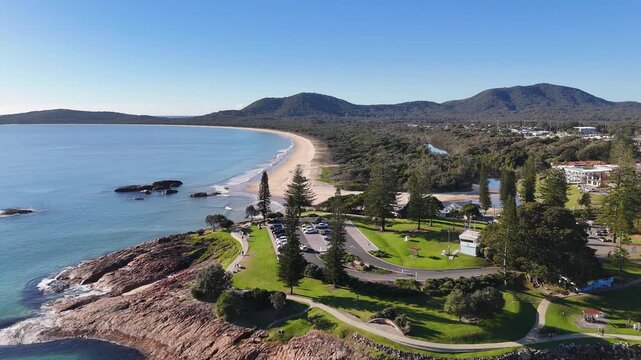 Aerial View of South West Rocks Coastal Landscape and Beach