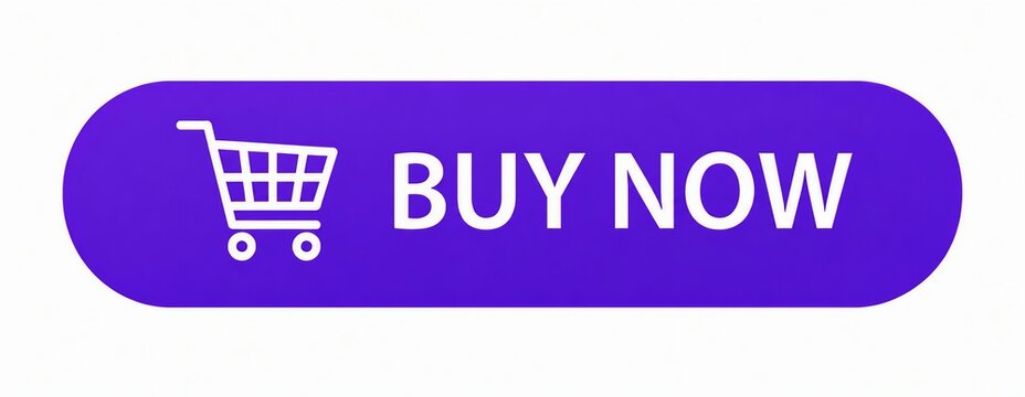 Modern purple buy now shopping button with shopping cart icon