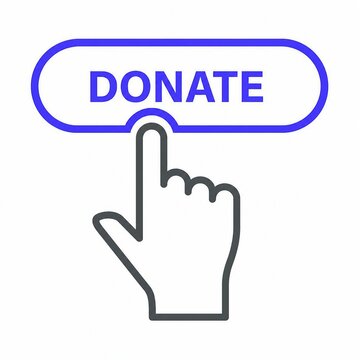 Hand clicking donate button on computer interface