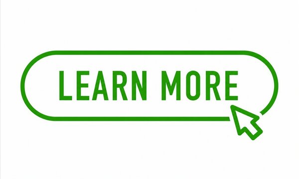 Green learn more button with cursor click effect