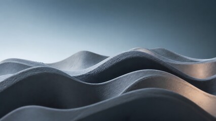 Obraz premium Abstract grey blue flowing wave dune forms with soft gradient light minimal render
