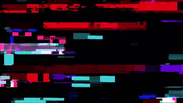 RGB Digital Glitch Background with VHS Signal Distortion 4K