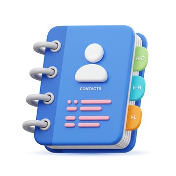 3D contact address book organizer icon with colorful tabs organizer phonebook notebook personal
