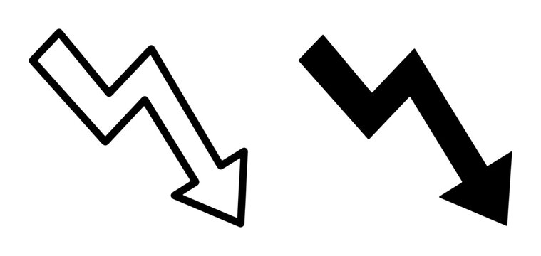 Downward Trend Arrows, Decline Symbols, Stock Market Crash Icons, Financial Crisis Vector Graphics, Economic Downturn Icons