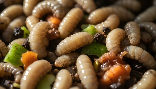 Black Soldier Fly Larvae Composting Bin Close Up