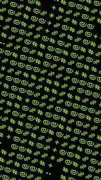 Scrolling Neon Green Symbols Digital Pattern Background