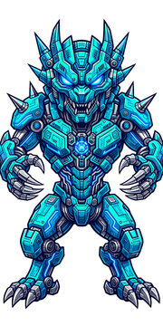 Futuristic Cyber Beast Robot Monster Character Vector Illustration