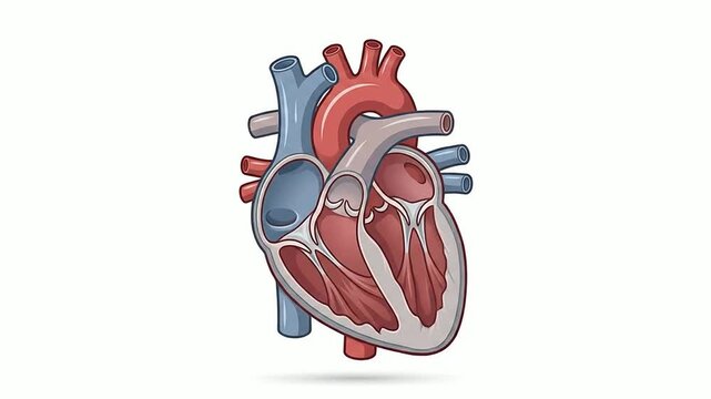 Detailed Illustration of a Human Heart with Anatomical Features