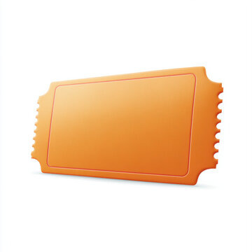 Orange ticket rectangular shape textured surface blank isolated on white background simple vibrant template mockup