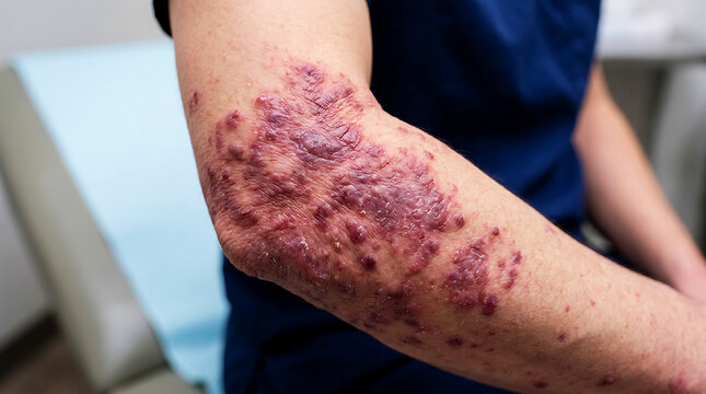 Red, raised skin rash on inner elbow