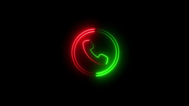Glowing neon calling icon animation .